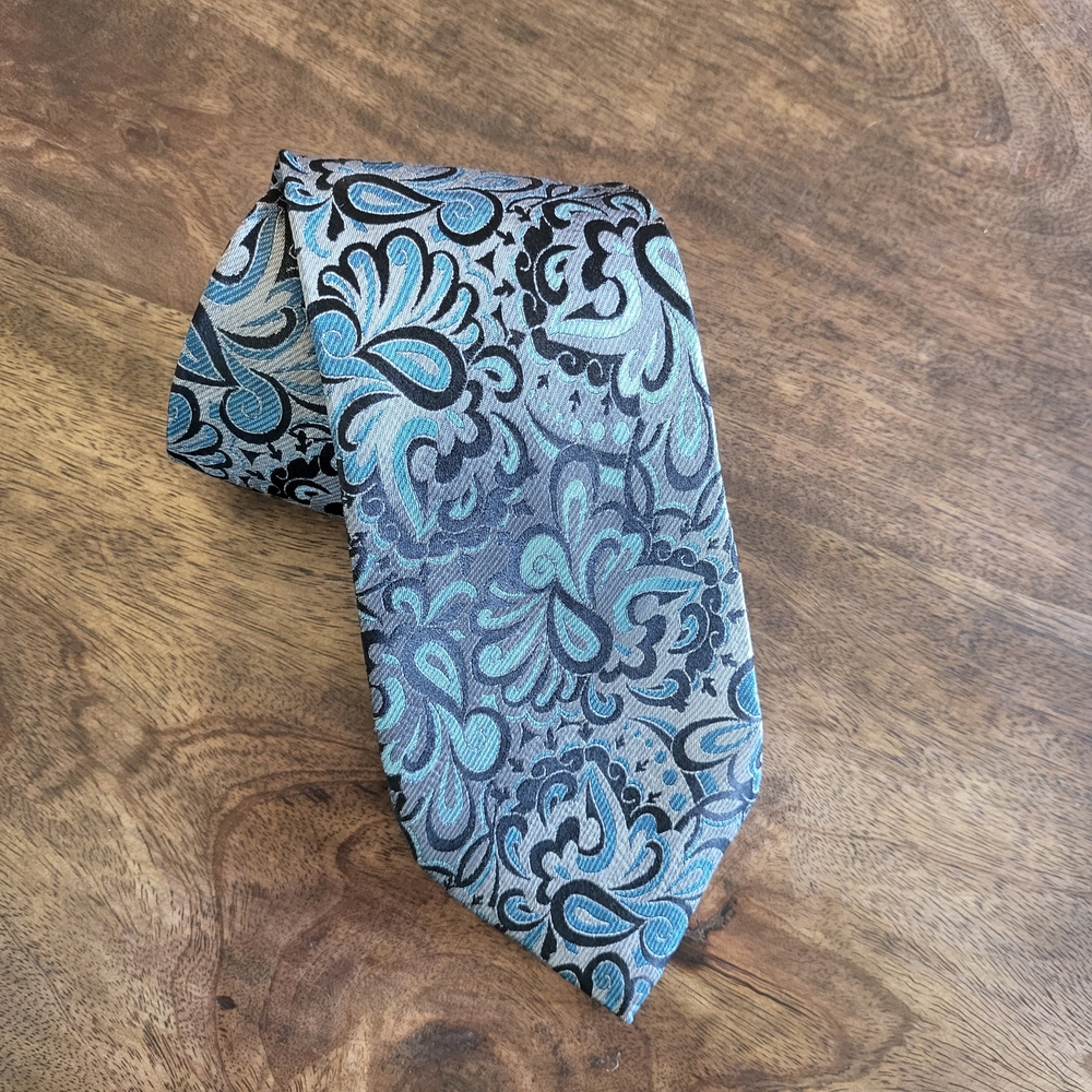 Van Heusen Teal and Black Paisley Tie